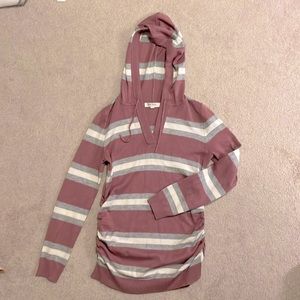 Pink Rose Maternity Hooded Sweater Striped Small